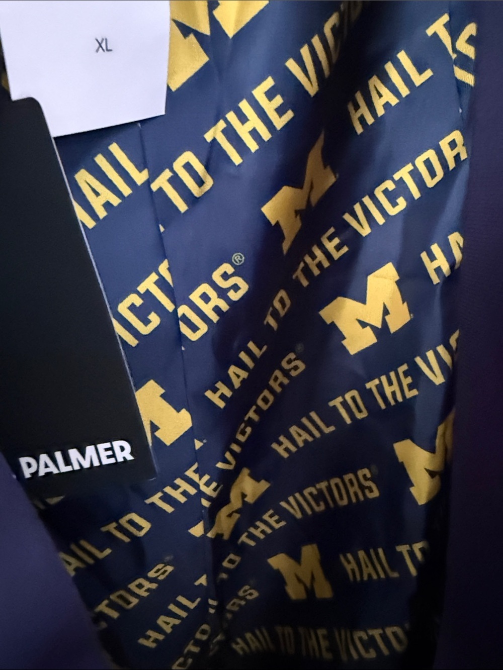 J. Palmer Navy Blazer Jacket with Michigan Hail to the Victors  Lining Details - Picture 4 of 8